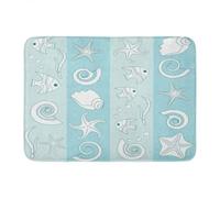 Door Mat Bubble Blue Aqua Striped Pattern With Sea Animals Doormat