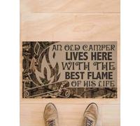 Door Mat Camping Doormat, An Old Camper Lives Here With The Best Flame Doormat