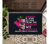 Door Mat Cancer Awareness Halloween Skull Strength Is What We Gain Doormat