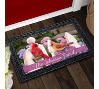 Door Mat Cardinals and Hydrangeas Personalized Doormat