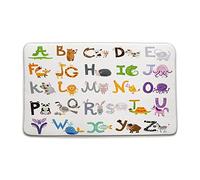 Door Mat Cartoon Alphabet Educational Tool Cute Animal Letters A To Z Funny Teaching Words Entrance Matting Soft Floor Mat Non-Slip Entrance Rug For Living Room Indoor Kitchen 40X60CM