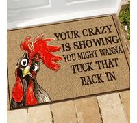 Door Mat Chicken Doormat Your Crazy Is Showing Funny Chicken Welcome Mat House Warming Gift