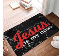Door Mat Christianty Jesus Is My Boss Entrance Matting Non-Slip Floor Mat Soft Entrance Rug For Living Room Indoor Outdoor 40X60CM