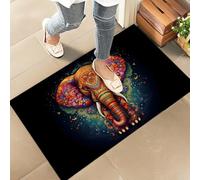 Door Mat Colorful Elephant Mandala Bohemian Design,Boho Art Entrance Mats Non-Slip Door Mats Machine Washable For Indoor Entry Garage 40X60 Cm