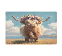 Door Mat, Cute Highland Cow Pattern Anti-Slip Shoe Mat, Outdoor Entrance Front Doormat, Easy to Clean- Entryway Rug, for Garden Home Patio Porch 32x20 In