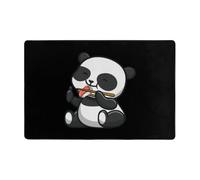Door Mat Cute Panda Eats Sushi Entrance Rug Durable Floor Mat Non-Slip Entrance Matting For Indoor Patio Living Room 40X60CM
