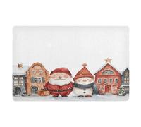 Door Mat, Cute Santa Claus and Snowman Anti-Slip Shoe Mat, Outdoor Entrance Front Doormat, Easy to Clean- Entryway Rug, for Garden Home Patio Porch 32x20 In