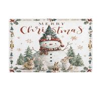 Door Mat, Cute Snowman Print Pattern Anti-Slip Shoe Mat, Outdoor Entrance Front Doormat, Easy to Clean- Entryway Rug, for Garden Home Patio Porch 32x20 In