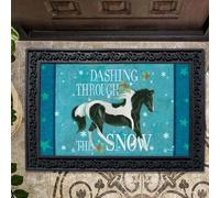 Door Mat Dashing Through the Snow Horse Doormat