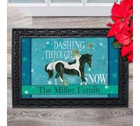 Door Mat Dashing Through the Snow Horse Personalized Doormat