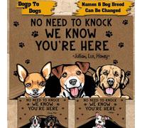 Door Mat Dog Doormat Customized Name And Breed No Need To Knock We Know You're Here Personalized Gift WELCOME MAT HOUSE WARMING GIFT