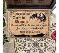 Door Mat Dragon Beyond Here There Be Dragons Doormat Welcome Mat House Warming Gift