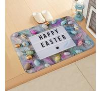 Door Mat Easter Feather Blue Rugs Living Room Polyester Outdoor Rug Door Mats Indoor Thicken Rugs for Bedroom Washable Indoor Door Mat Non Slip Carpet Outdoor Mats for Front Door Doormat 80x120