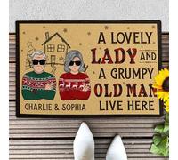 Door Mat Entrance Door Mats Funny Welcome Mat Comfortable Indoor Outdoor Mat For Inside Living Room Hallway 40X60Cm A Lovely Lady And A Grumpy Old Man Live Here