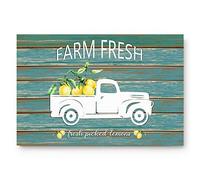 Door Mat Felt Fresh Picked Lemons Farmhouse Truck On Blue Green Rustic Barn Wood Welcome Entrance Matting Non-Slip Floor Mat Soft Entrance Rug For Indoor Living Room Garden 40X60CM