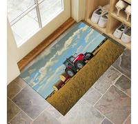 Door Mat for Indoor, Countryside Rice Fields Doormat Indoor Entry, Field Tractor Washable Rug for Kitchen and Hallway, 60x90 cm Non-Slip Rubber Welcome Mat for Front Door Yellow