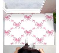 Door Mat for Indoor, Cute Diamond-Shaped Doormat Indoor Entry, Symmetrical Bow Washable Rug for Kitchen and Hallway, 50x80 cm Non-Slip Rubber Welcome Mat for Front Door White