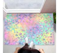 Door Mat for Indoor, Dream Graffiti Doormat Indoor Entry, Pink Leopard Print Washable Rug for Kitchen and Hallway, 50x80 cm Non-Slip Rubber Welcome Mat for Front Door Purple