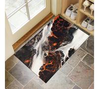 Door Mat for Indoor Geometric Vortex Door Matts Entry Abstract Marble Washable Non-Slip Doormat for Muddy Shoes, Rubber Welcome Rug for Kitchen, Hallway, Bathroom - 60 x 120 cm, Black And White