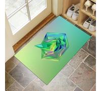 Door Mat for Indoor Hexagonal Geometry Door Matts Entry Crystal Gems Washable Non-Slip Doormat for Muddy Shoes, Rubber Welcome Rug for Kitchen, Hallway, Bathroom - 50 x 80 cm, Light Green