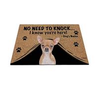 Door Mat Funny Entrance Rug Resist Dirt Kitchen Mats Bathroom Mats For Garage Entry Doorstep 40X60cm Personalized Dog'S Name, My Love Dog Chihuahua, No Need To Knock I Know You'Re Here
