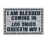 Door Mat God Family I Am Blessed Coming In I Am Blessed Going Out Welcome Non-Slip Mats Funny Doormat Bathroom Kitchen Front Porch Rugs Entrance 16 * 24in/40 * 60cm