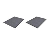 Door Mat Grey 90x60 cm PVC Back Polyester Non-Slip Indoor/Outdoor Rollable 2pcs