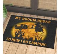 Door Mat Halloween Witch Doormat, My Broom Broke So Now I Go Camping Doormat