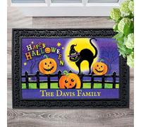 Door Mat Happy Halloween Witch Cat Personalized Doormat