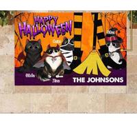 Door Mat Happy Halloween With Cat - Personalized Doormat