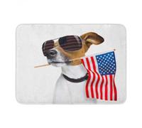 Door Mat Happy Jack Russell Dog Celebrating Independence Day Doormat