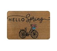 Door Mat Hello Spring Bike Welcome Mat Water Absorbent Decoration Kitchen Rug, For Garage, Bedroom, Entry, 40x60cm