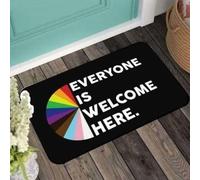 Door Mat Human'S Rights Everyone Is Welcome Here Lgbt Rainbow Circle Feminism Non Binary Black Durable Soft Velvet Doormat