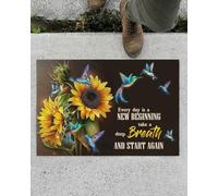 Door Mat Hummingbird Sunflower Every Day Is A New Beginning Doormat