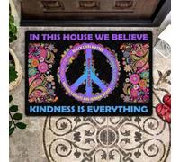 Door Mat In This House We Believe Kindness Is Everything Peace Sign Printed Doormat Home Decor