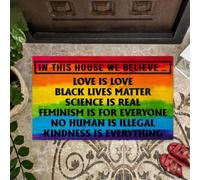 Door Mat In this house we believe Lgbt Doormat
