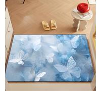 Door Mat Indoor 60x90 cm Retro Blue Butterfly Doormats Inside Machine Washable Soft Low Profile Washable Door Mats for Entry Patio Front Back Door Dirt Trapper Non Slip Mat