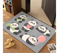 Door Mat Indoor 80x120 cm Grey Panda Heart Doormats Inside Machine Washable Soft Low Profile Washable Door Mats for Entry Patio Front Back Door Dirt Trapper Non Slip Mat