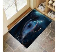 Door Mat Indoor Artificial Intelligence Vision Washable Door Mats Glowing Lines Non Slip Doormat Dirt Trapper Doormat Low Profile Entrance Rugs for Back & Front Door, Patios - 60 x 90 cm -, Blue