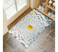 Door Mat Indoor Cube Tunnel Washable Thin Door Mats Surrealism Non Slip Inside Doormat Dirt Trapper Doormat Low Profile Entrance Rugs for Back & Front Door, Patios - 50 x 80 cm -, White