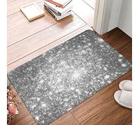Door Mat Indoor Entrance galaxy shining stars Silver Gray Glitter Doormat Welcome Soft Bedroom Entrance Floor Rug Decorate Housewarming Gift-60x90cm