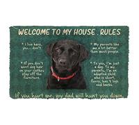 Door Mat Indoor Entrance Labrador Retriever Welcome to My House Rules Custom Doormat Personalized Gifts Home Decor Housewarming Decor 23.6x15.7 Inch