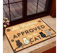 Door Mat Indoor Entrance Porch Welcome Flannel Bathmat Doormat Home Decor All Visitors Must Be Approved by The Cat Home Decor Housewarming Decor 23.6x15.7 Inch