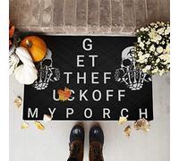 Door Mat Indoor Entrance Porch Welcome Flannel Bathmat Sport Doormat Home Decor Skull Get Off My Porch Home Decor Housewarming Decor 23.6x15.7 Inch