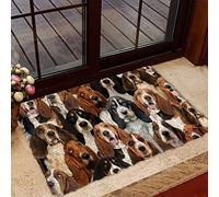 Door Mat Indoor Entrance Porch Welcome Funny Flannel Floor Mat A Bunch of Basset Hounds Doormat Home Decor Housewarming Decor 23.6x15.7 Inch