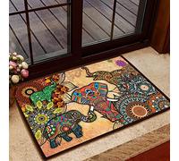 Door Mat Indoor Entrance Porch Welcome Funny Flannel Floor Mat Amazing Elephant Mandala Flower Patchwork Pattern Doormat Home Decor Home Decor Housewarming Decor 24x16 Inch