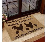 Door Mat Indoor Entrance Porch Welcome Funny Flannel Floor Mat Chicken Doormat Home Decor One Big Cock And His Pecking Hen Live Here Home Decor Housewarming Decor 36x24 Inch