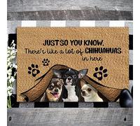 Door Mat Indoor Entrance Porch Welcome Funny Flannel Floor Mat Cute Things Design Doormat Home Decor There's Like A Lot of Chihuahuas in Here Home Decor Housewarming Decor 23.6x15.7 Inch
