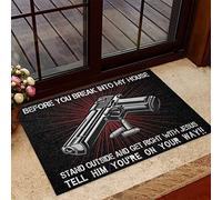 Door Mat Indoor Entrance Porch Welcome Funny Flannel Floor Mat Doormat Home Decor Before You Break Into My House Veteran Gun Home Decor Housewarming Decor 36x24 Inch
