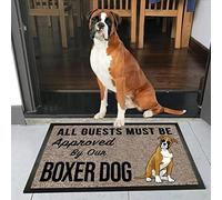 Door Mat Indoor Entrance Porch Welcome Funny Non-Slip Doormat All Guests Must Be Approved By Our Boxer Dog Doormat Home Decor Gift for Dog Owners Home Decor Housewarming Decor 36x24 Inch